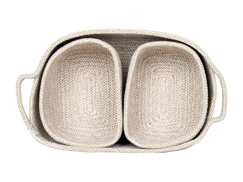 Lot de 3 Paniers Décoratifs de Rangement Teixo, Beige, 33x23x13 cm, EPIKASA