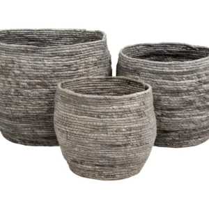 Lot de 3 Paniers Décoratifs de Rangement Tivoli, Marron, 33x33x30 cm, EPIKASA