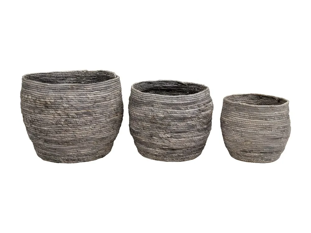 Lot de 3 Paniers Décoratifs de Rangement Tivoli, Marron, 33x33x30 cm, EPIKASA