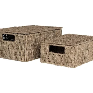 Lot de 2 Paniers Décoratifs de Rangement Venoso, Marron, 33x24x15 cm, EPIKASA