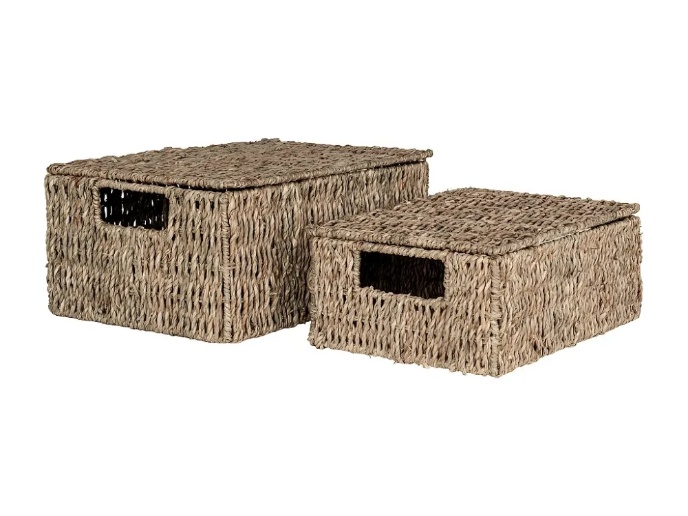 Lot de 2 Paniers Décoratifs de Rangement Venoso, Marron, 33x24x15 cm, EPIKASA