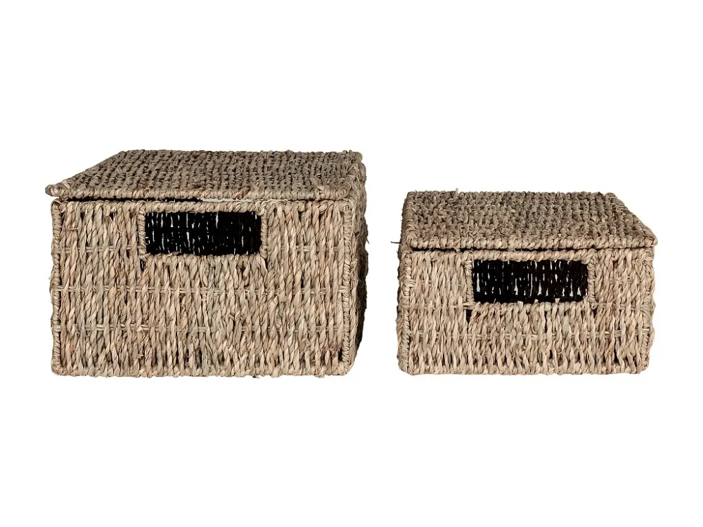Lot de 2 Paniers Décoratifs de Rangement Venoso, Marron, 33x24x15 cm, EPIKASA