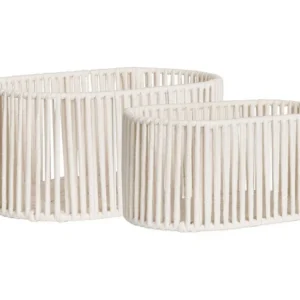 Set van 2 Opbergmanden Arese, Wit, 25,5x38x18 cm, EPIKASA