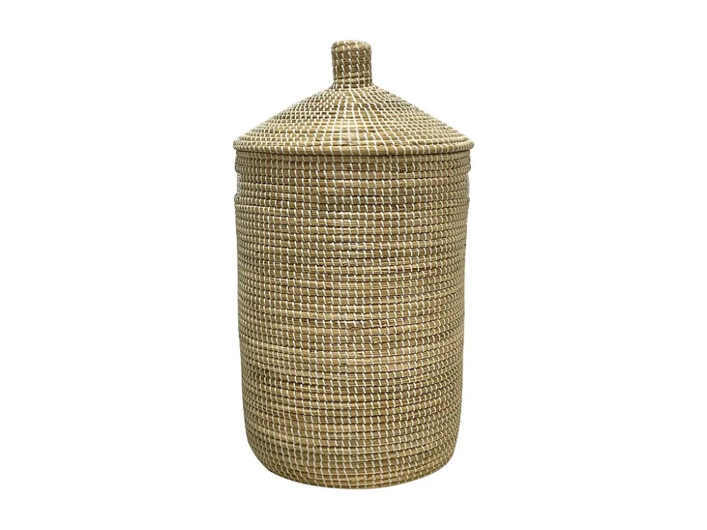 Mand van waterhyacint met deksel - D39 x H71 - Naturel - JUVAMI OZAIA