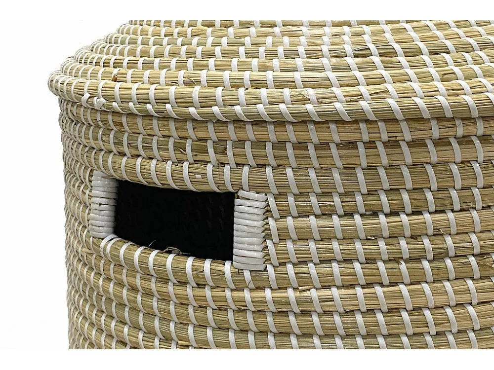Mand van waterhyacint met deksel - D39 x H71 - Naturel - JUVAMI OZAIA