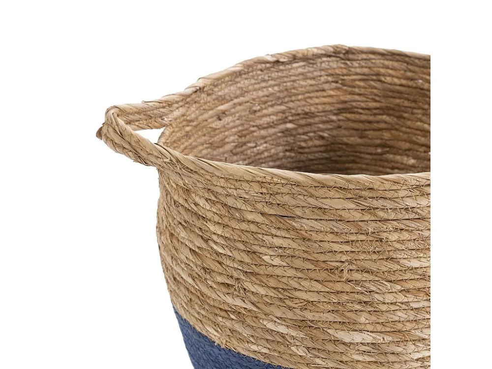Set van 3 Anxo manden van natuurlijke vezels met handvatten, blauw/natuurlijk VS Venta-stock