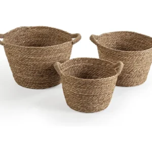 Set van 3 Icia natuurlijke vezelmanden met handvatten VS Venta-stock