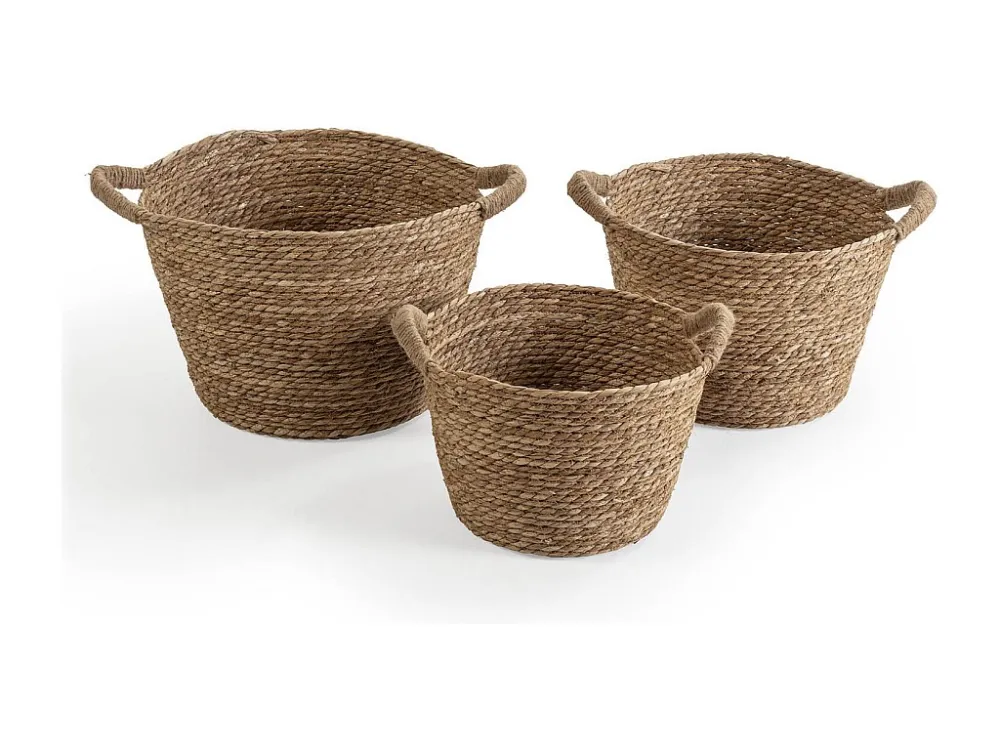 Set van 3 Icia natuurlijke vezelmanden met handvatten VS Venta-stock
