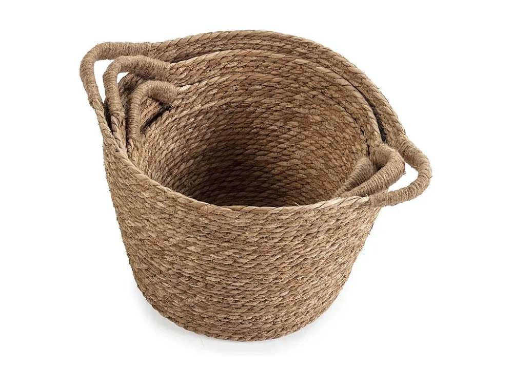 Set van 3 Icia natuurlijke vezelmanden met handvatten VS Venta-stock