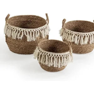 Set van 3 Jula manden van natuurlijke vezels met handvatten, wit/natuurlijk VS Venta-stock