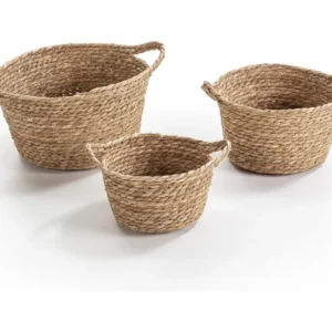 Set van 3 natuurlijke vezelmanden Sole met handvatten VS Venta-stock