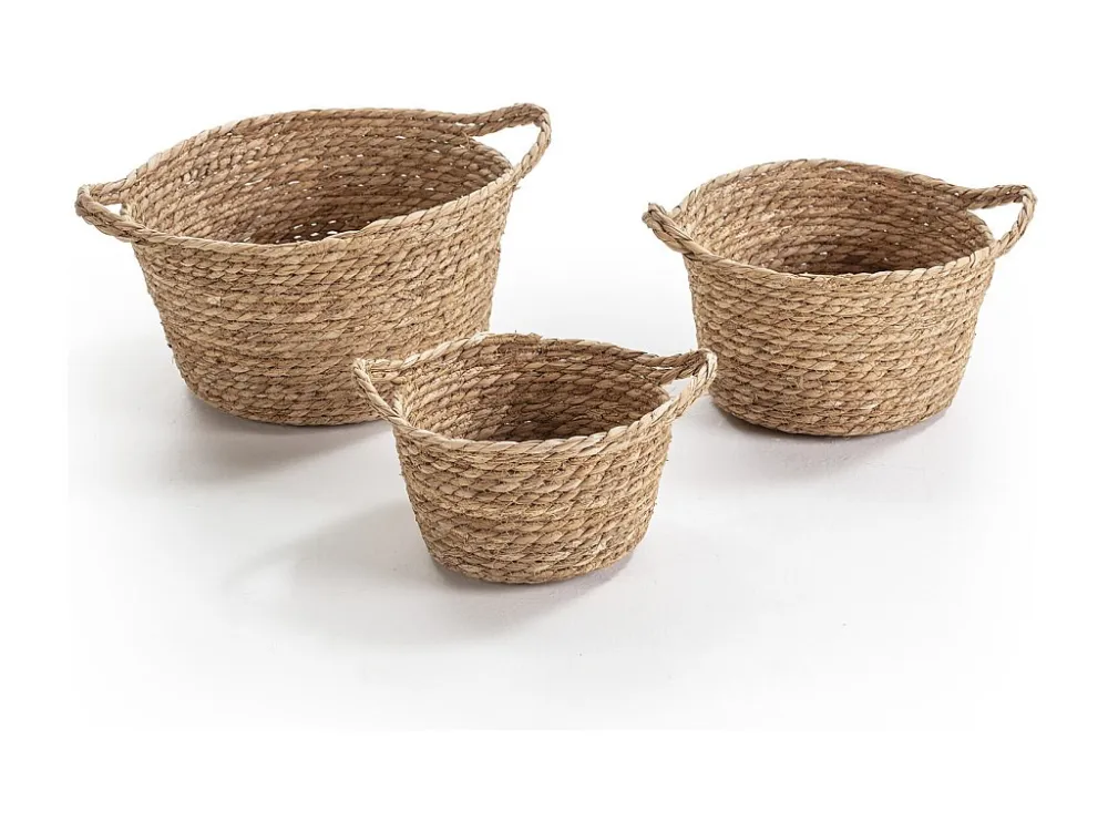 Set van 3 natuurlijke vezelmanden Sole met handvatten VS Venta-stock