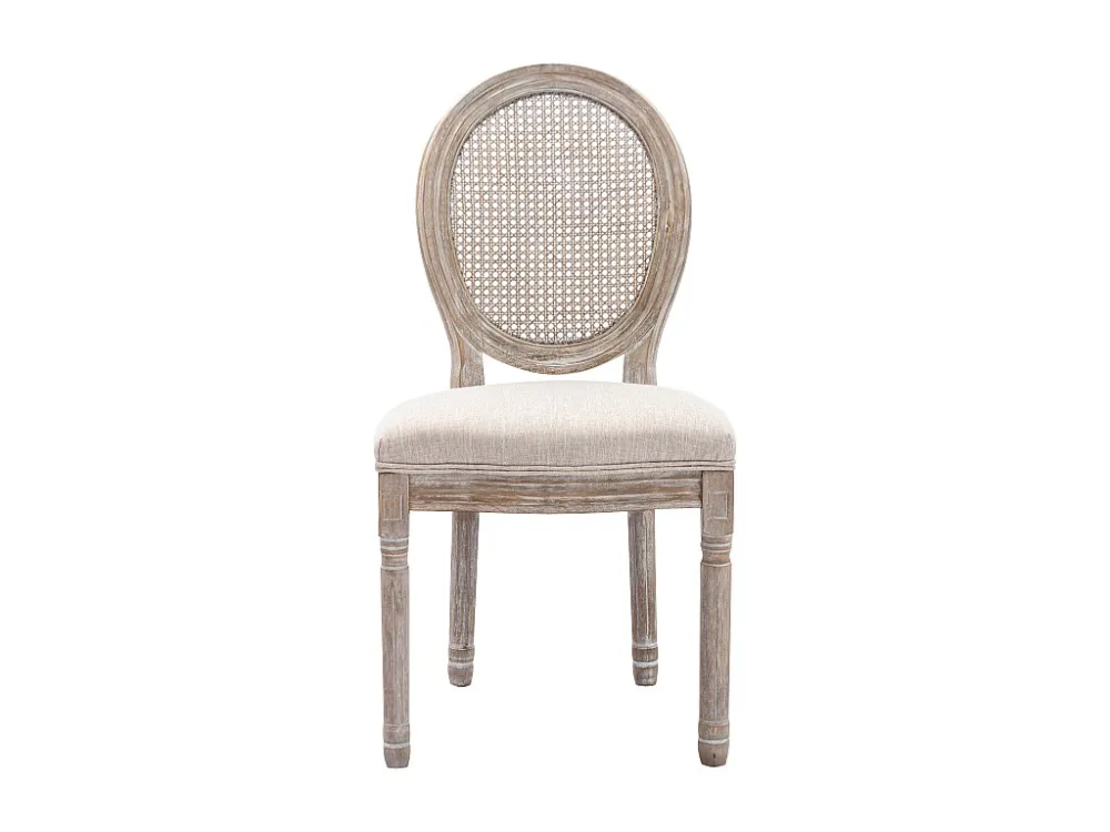 Set van 2 stoelen - Riet, stof en hevea hout - Beige - ANTOINETTE - Koop nu online