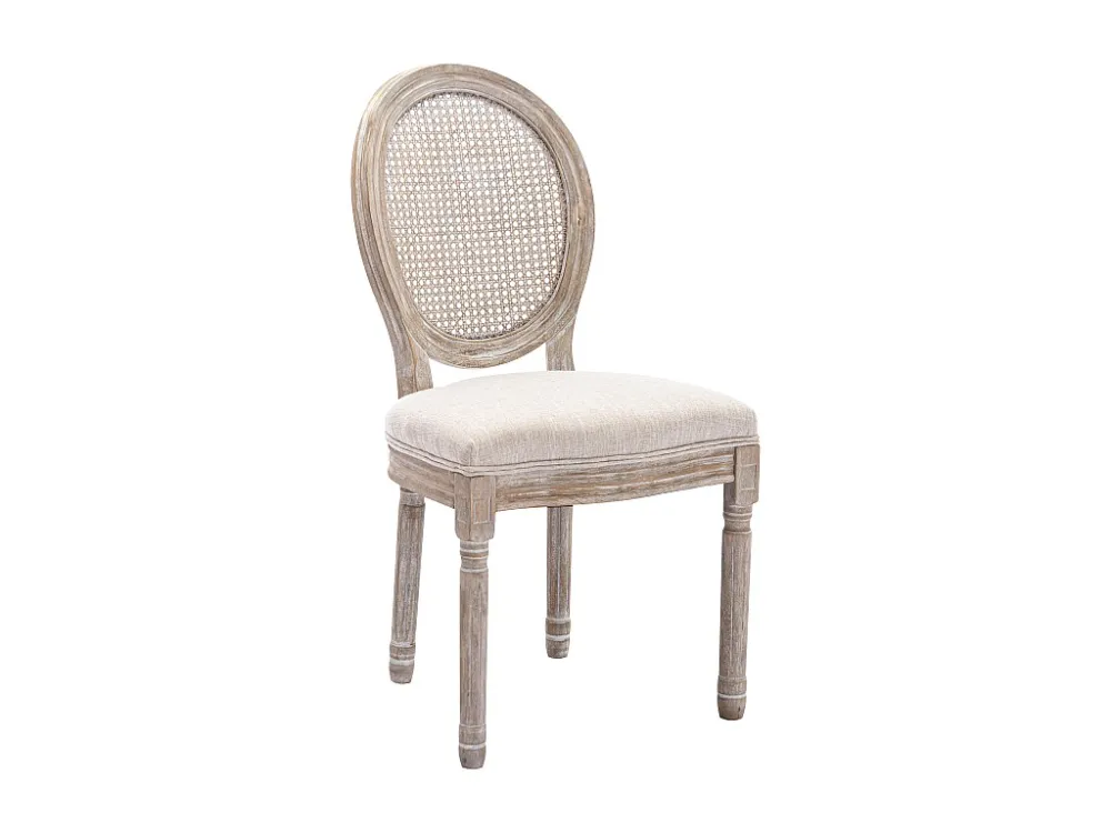 Set van 2 stoelen - Riet, stof en hevea hout - Beige - ANTOINETTE - Koop nu online