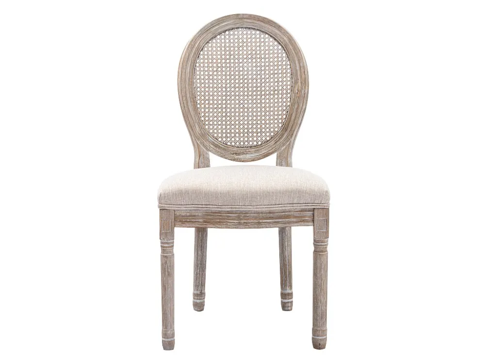 Set van 6 stoelen - Riet, stof en heveahout - Beige - ANTOINETTE - Koop nu online