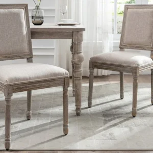 Set van 2 stoelen van stof en heveahout - Beige - AMBOISETTE