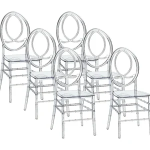 Set van 6 stoelen van vol polycarbonaat - Kristalkleurig - AMALINE