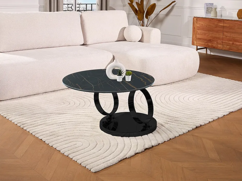 Moduleerbare design-salontafel van gehard glas en keramiek JOLINE - Zwart - Koop nu goedkoop Maison Céphy