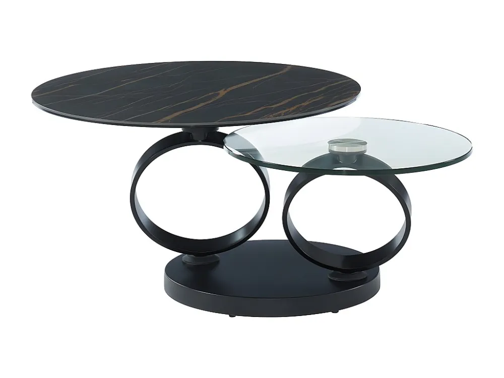 Moduleerbare design-salontafel van gehard glas en keramiek JOLINE - Zwart - Koop nu goedkoop Maison Céphy