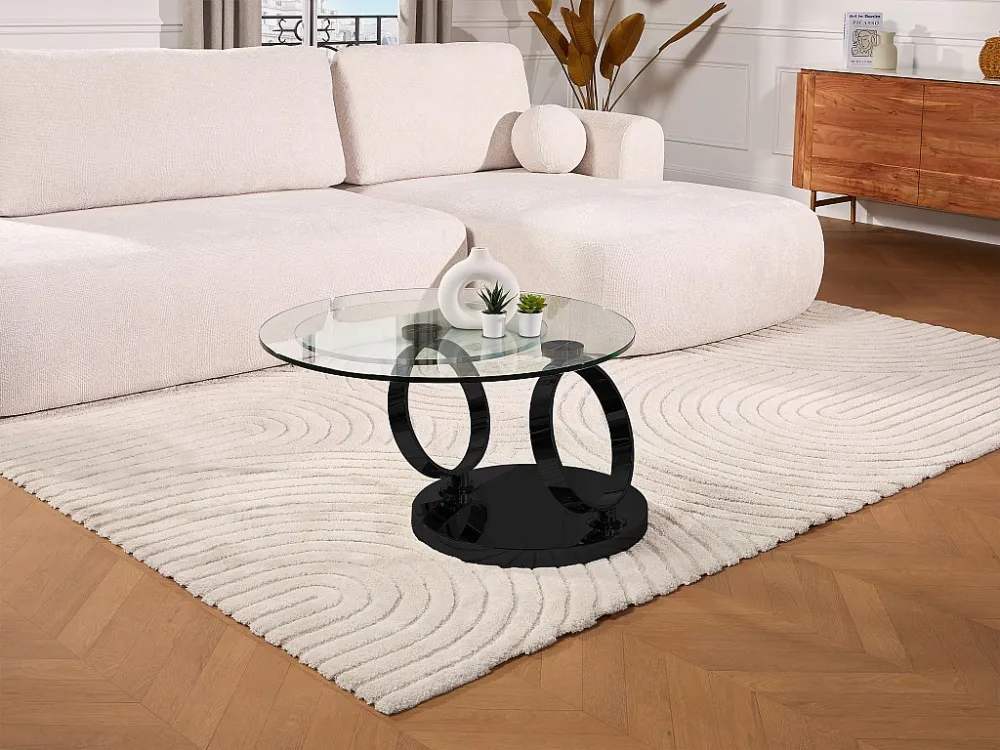 Salontafel met draaiblad JOLINE - Gehard glas - Zwart Maison Céphy