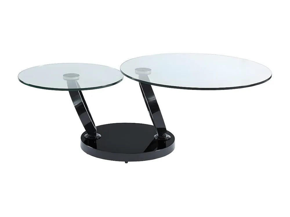 Salontafel met draaiblad JOLINE - Gehard glas - Zwart Maison Céphy