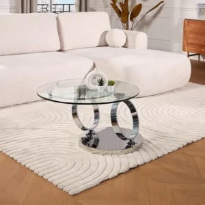 Salontafel met draaibladen JOLINE - Gehard glas & metaal Maison Céphy