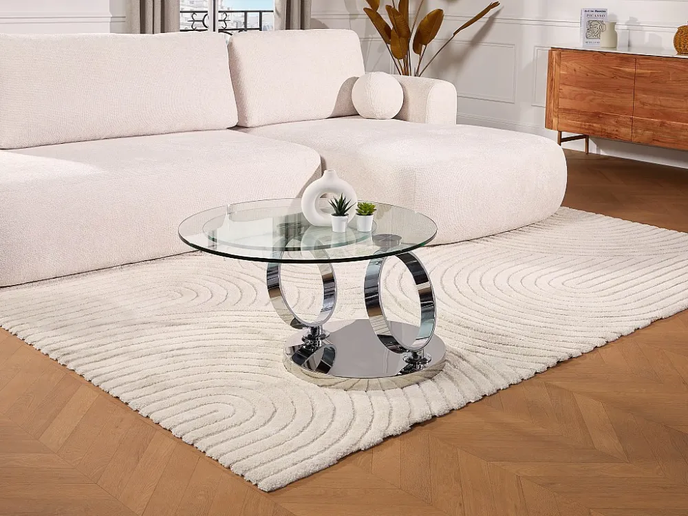 Salontafel met draaibladen JOLINE - Gehard glas & metaal Maison Céphy