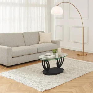 Salontafel met draaiende bladen gehard glas en metaal - Transparant en zwart - MAYANI Maison Céphy