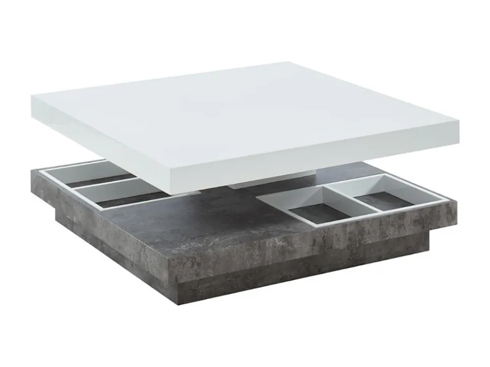 Salontafel FAUSTO II - Draaiblad - Wit gelakt mdf en beton
