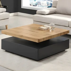 Salontafel KYRIA - 1 lade & draaiblad - MDF - Kleur: Antraciet & eik - Koop nu online