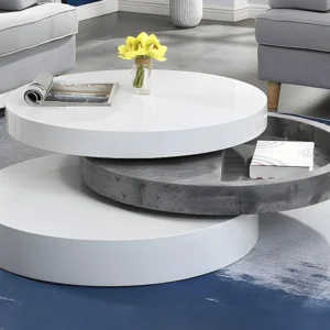 Salontafel met draaiblad JANITA - MDF - Beton en wit - Koop nu goedkoop online