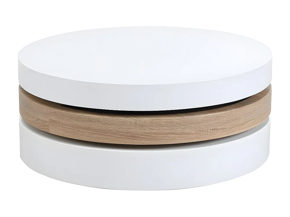 Salontafel met draaiblad JANITA - MDF - Eik en wit - Koop goedkoop uw online meubelshop