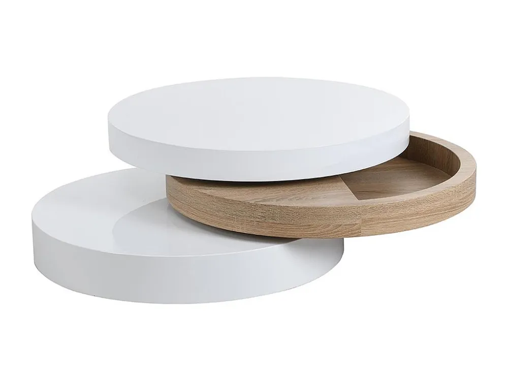 Salontafel met draaiblad JANITA - MDF - Eik en wit - Koop goedkoop uw online meubelshop