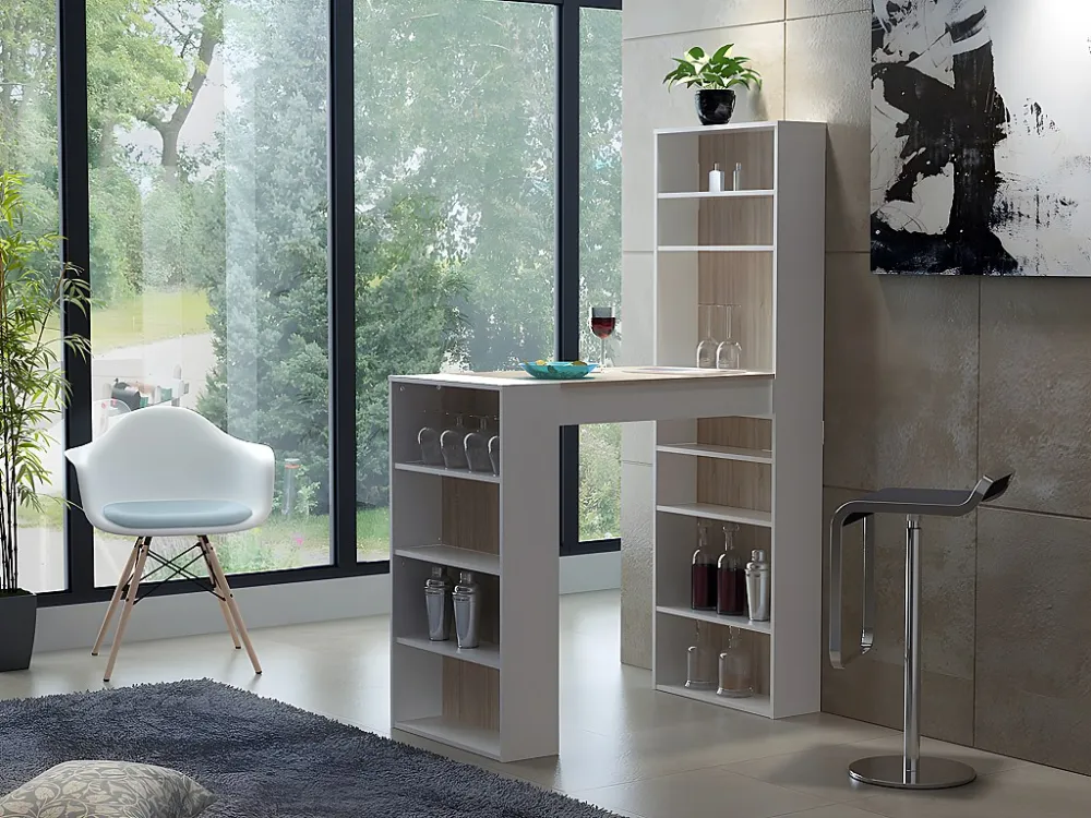 Barmeubel met opbergruimtes - MDF - Naturel en wit - SKARN - Koop nu goedkoop online