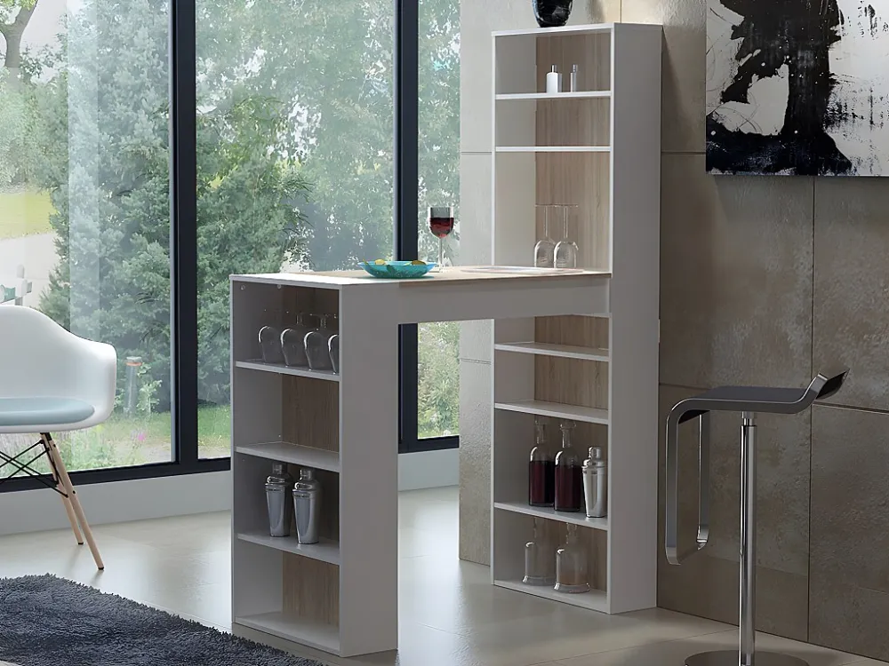 Barmeubel met opbergruimtes - MDF - Naturel en wit - SKARN - Koop nu goedkoop online