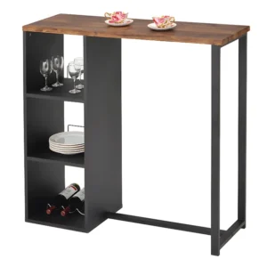Barmeubel MORENA - Metaal en MDF - Blad walnoteneffect