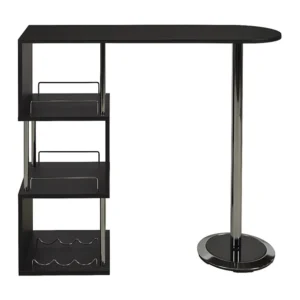 Meuble de bar ALISETO - MDF & métal chromé - Coloris : Noir