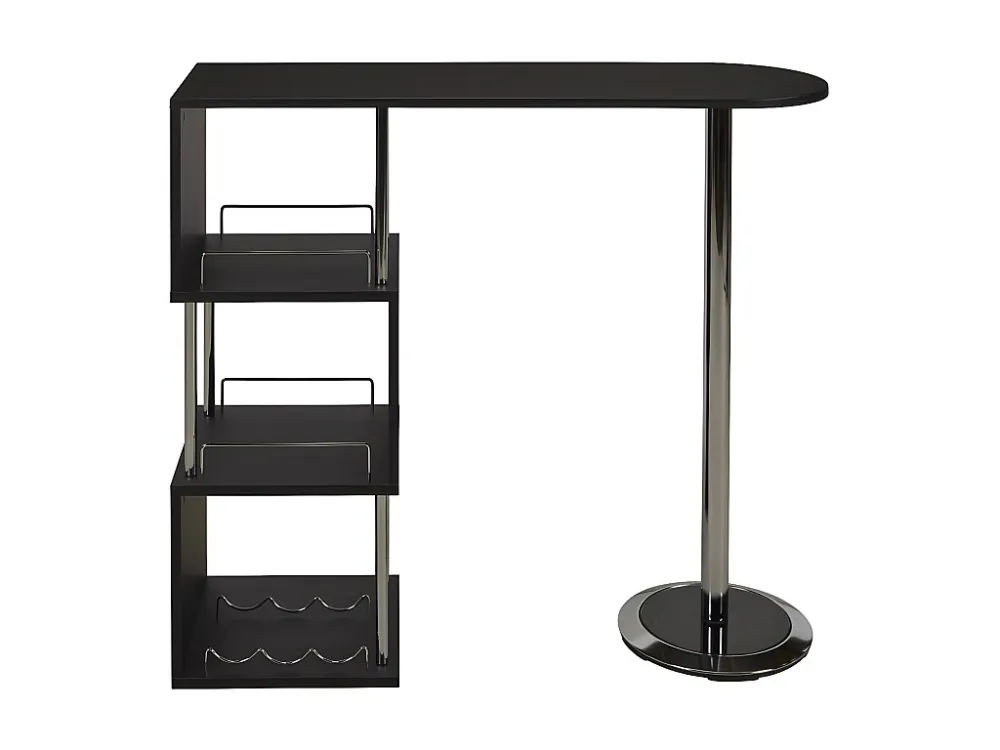 Meuble de bar ALISETO - MDF & métal chromé - Coloris : Noir
