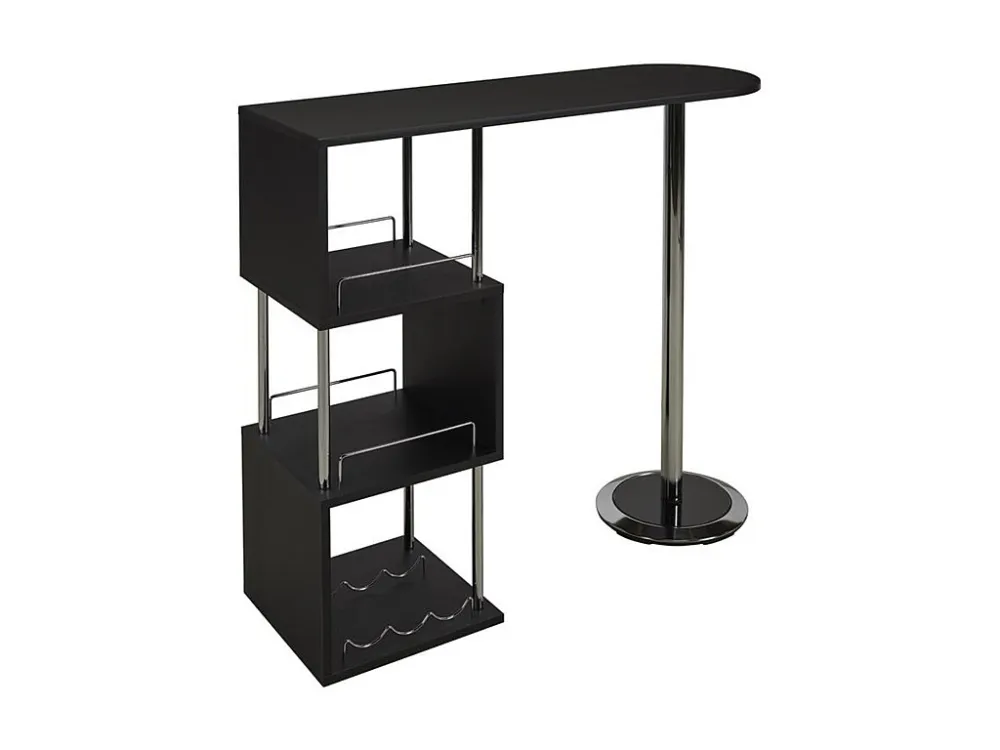 Meuble de bar ALISETO - MDF & métal chromé - Coloris : Noir