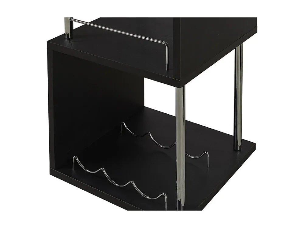 Meuble de bar ALISETO - MDF & métal chromé - Coloris : Noir