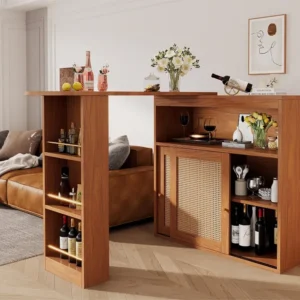 Buffet、Draaibaar en uitschuifbaar barmeubel - met verstelbare planken - vintage charme - Bruin ModernLuxe