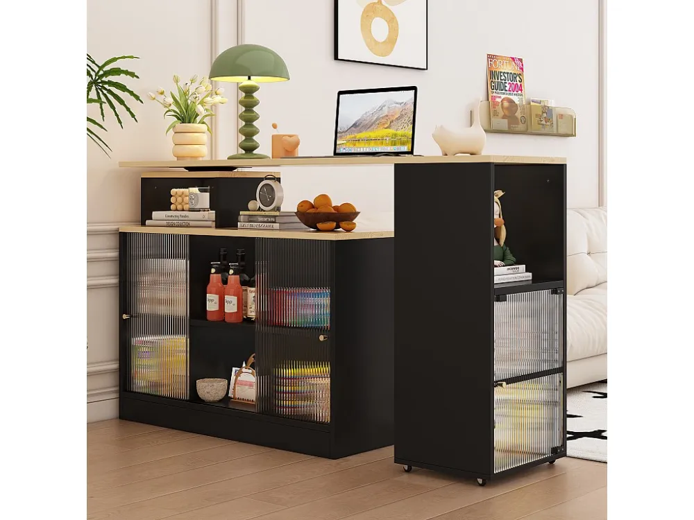 Draai- en uitschuifbare barkast、Multifunctioneel dressoir - grote opbergruimte - Zwart ModernLuxe