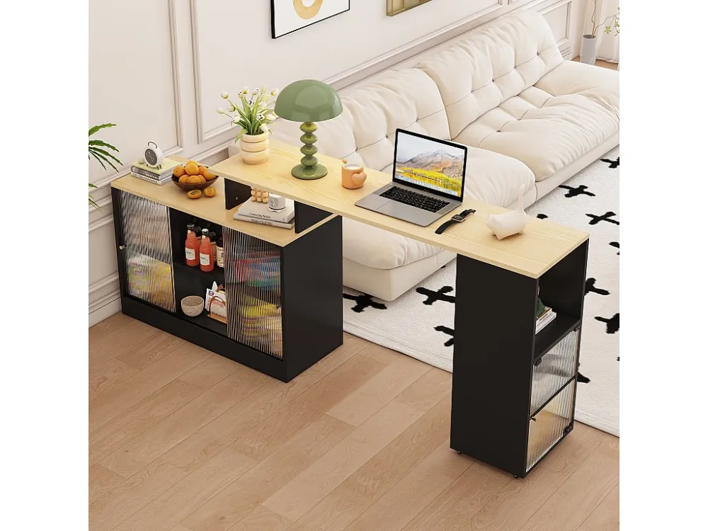 Draai- en uitschuifbare barkast、Multifunctioneel dressoir - grote opbergruimte - Zwart ModernLuxe