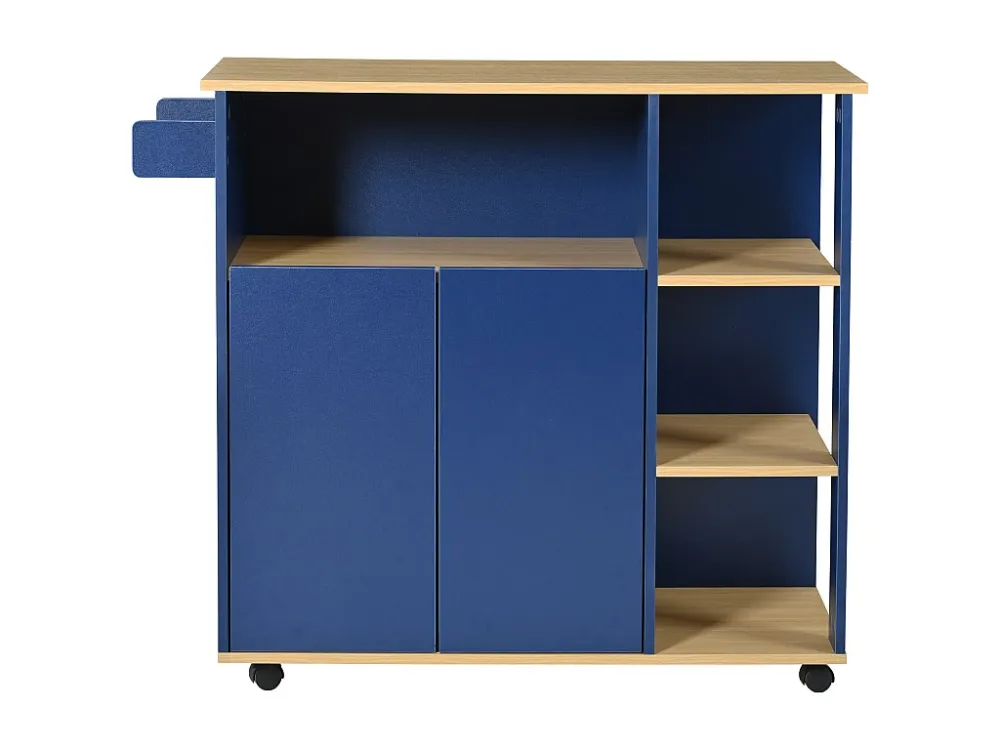 Dressoir、Barmeubel、Keukenwagen op wielen - grote opbergruimte - Marineblauw ModernLuxe