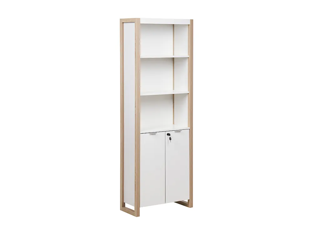 Boekenkast met slot lichthout/wit JOHNSON BELIANI