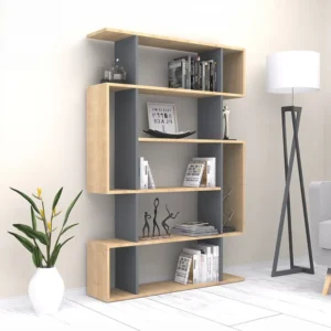 Boekenkast met 9 nissen - Naturel en antraciet - PARELA