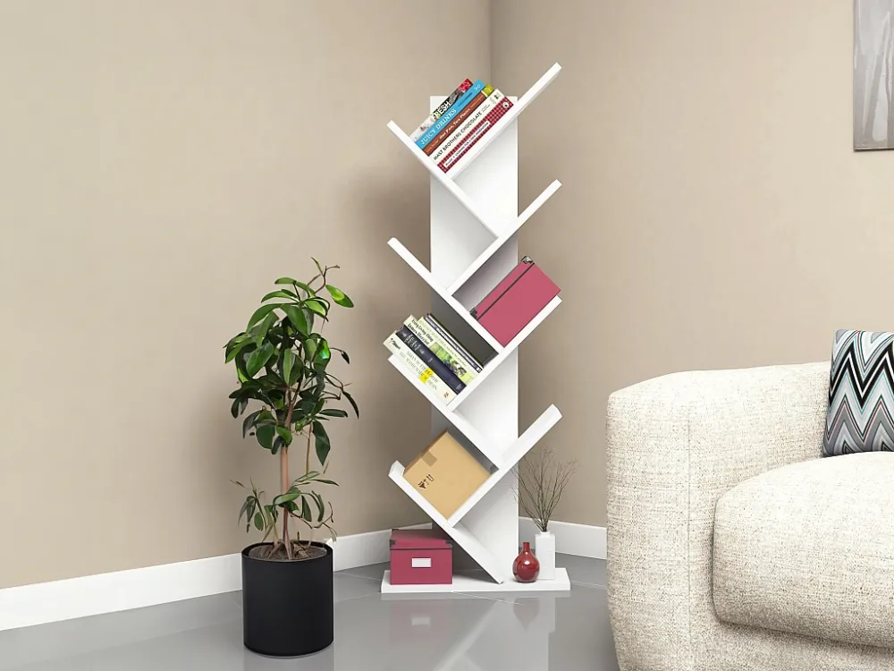 Boekenkast met 7 planken - Kleur: wit - ASINALI