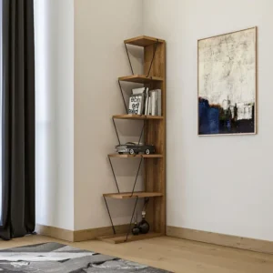 Boekenkast met 5 planken - Naturel en zwart - DELORY