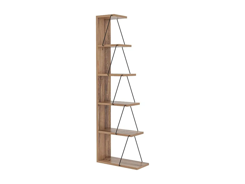 Boekenkast met 5 planken - Naturel en zwart - DELORY