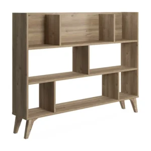 Boekenkast met acht open vakken, 139,60 x 25 x 106 cm, eikenkleur Dmora